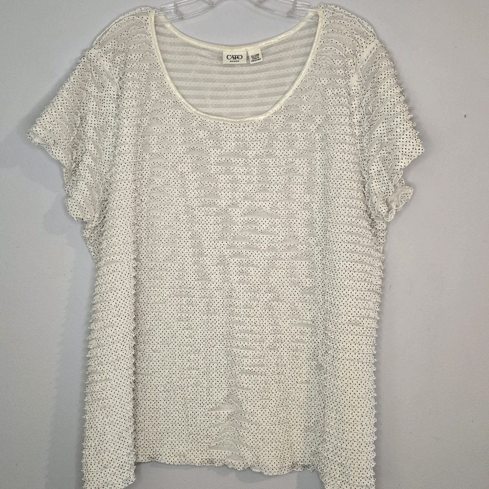Cato Polka Dot Plus Size 22w Short Sleeve Ruffled Top Resort Cruise Vacation